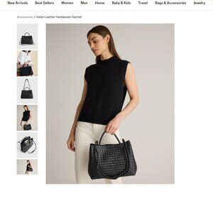 Quince Italian Leather Handwoven Satchel